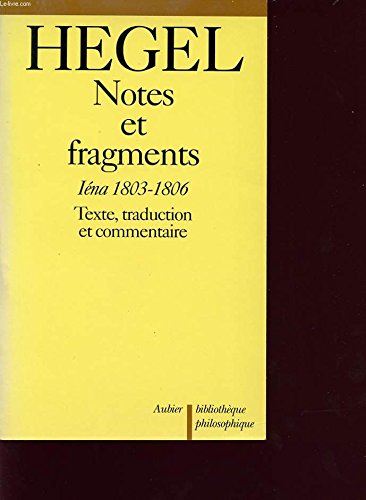 Notes et fragments: Iéna 1803-1806 von AUBIER